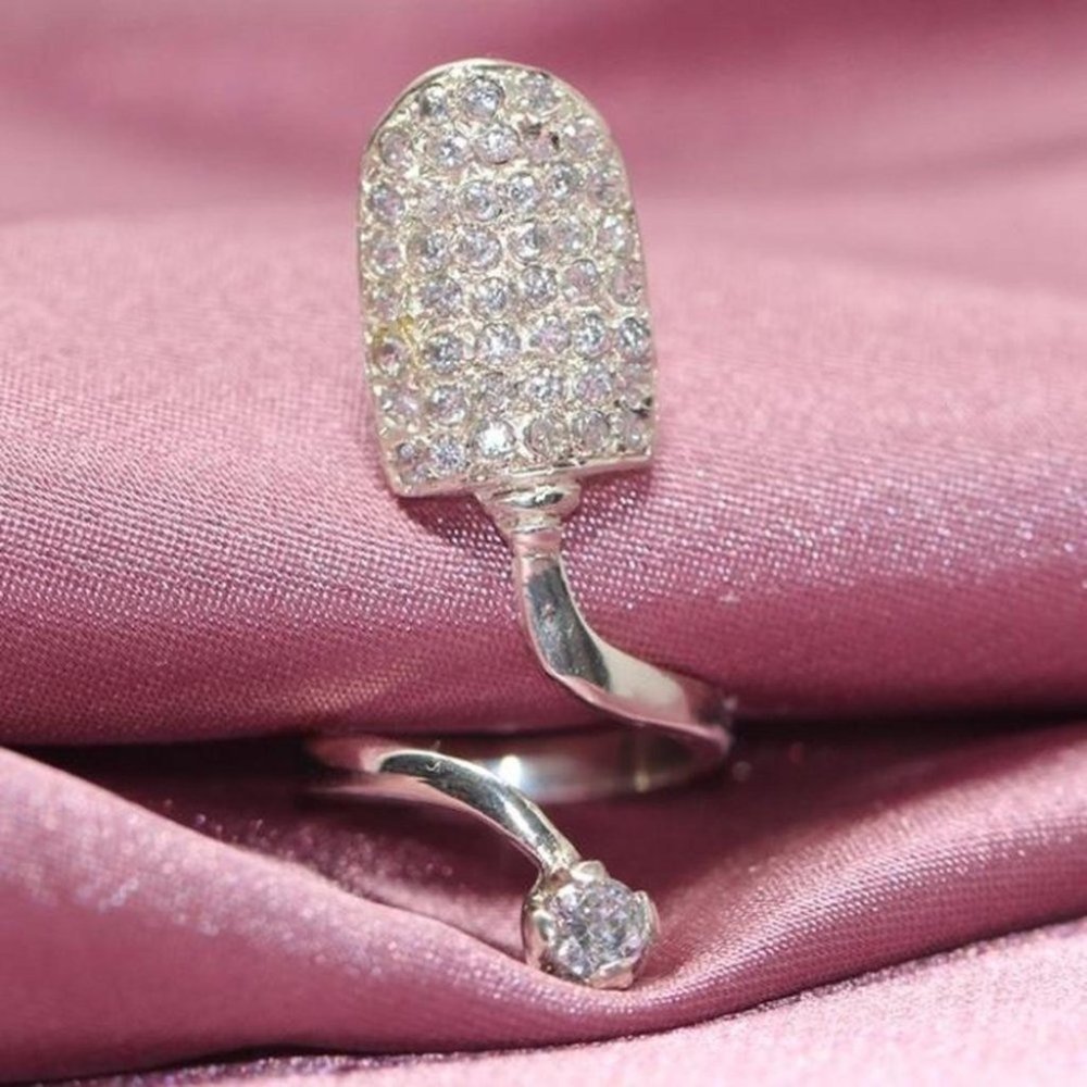 Handmade Silver Pave CZ Finger Nail Ring